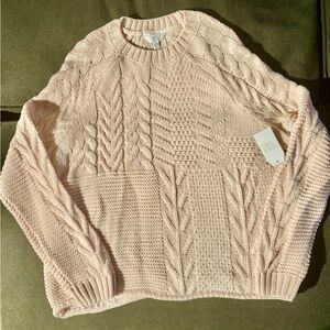 Time and Tru Blush Cable Knit Sweater